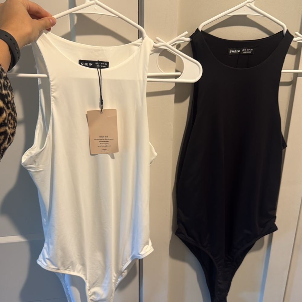White and Black One Piece by Shein